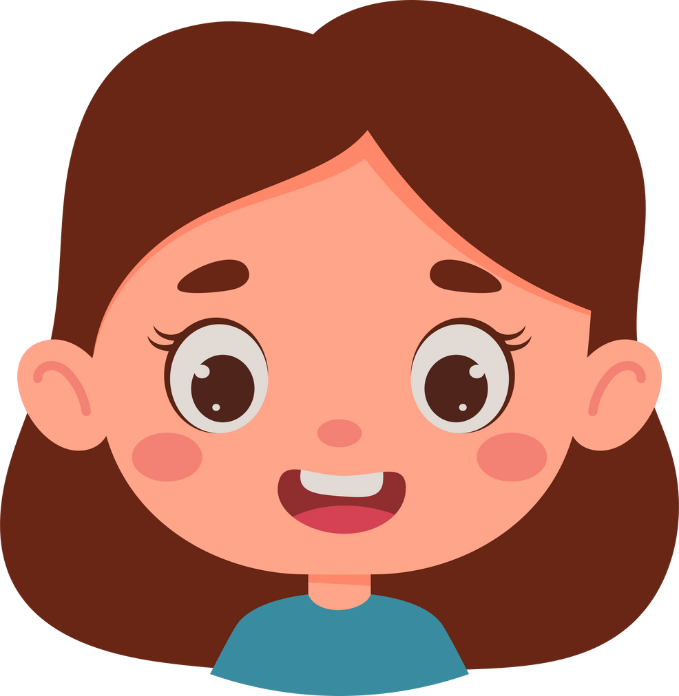 Cute cartoon little kid happy girl face