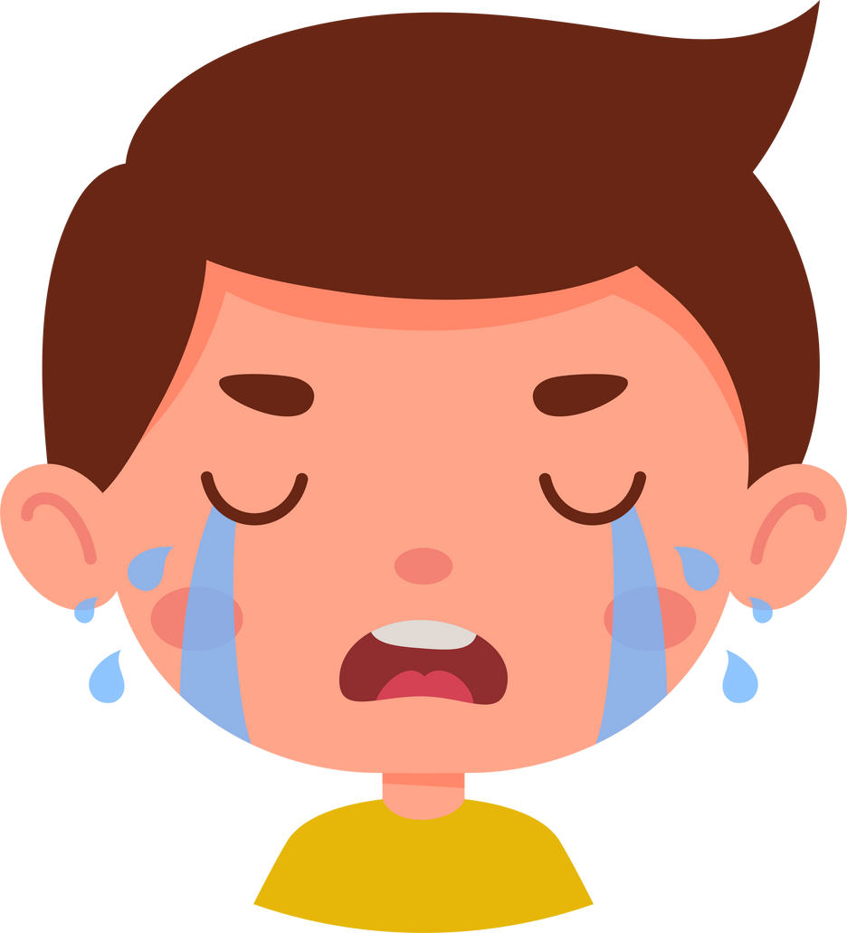 Cute cartoon little kid cry boy face
